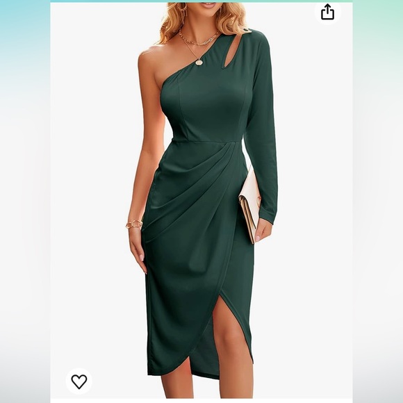 NWT THEENKOLN One Shoulder Cutout Ruched Cocktail Wedding Bodycon Dress L - Picture 1 of 10